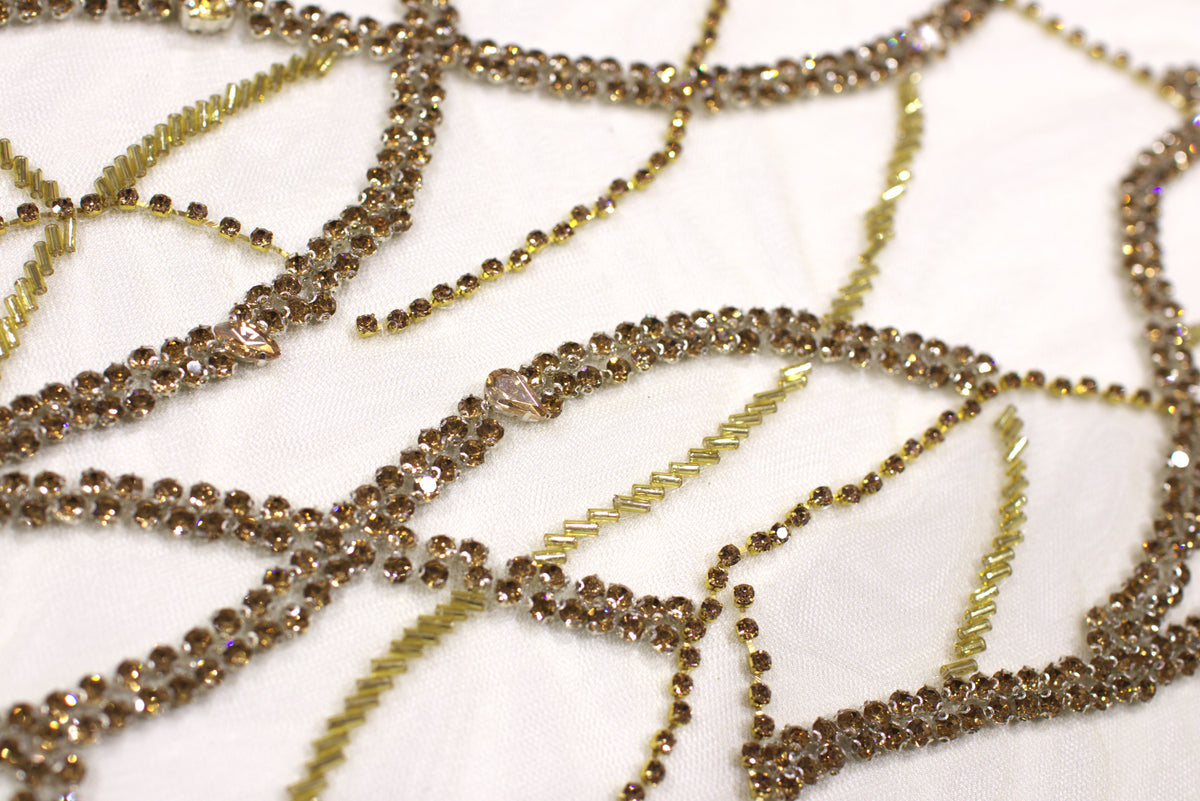 Vadim Couture Hand Beaded Crystal Lines – Vadimfabrics