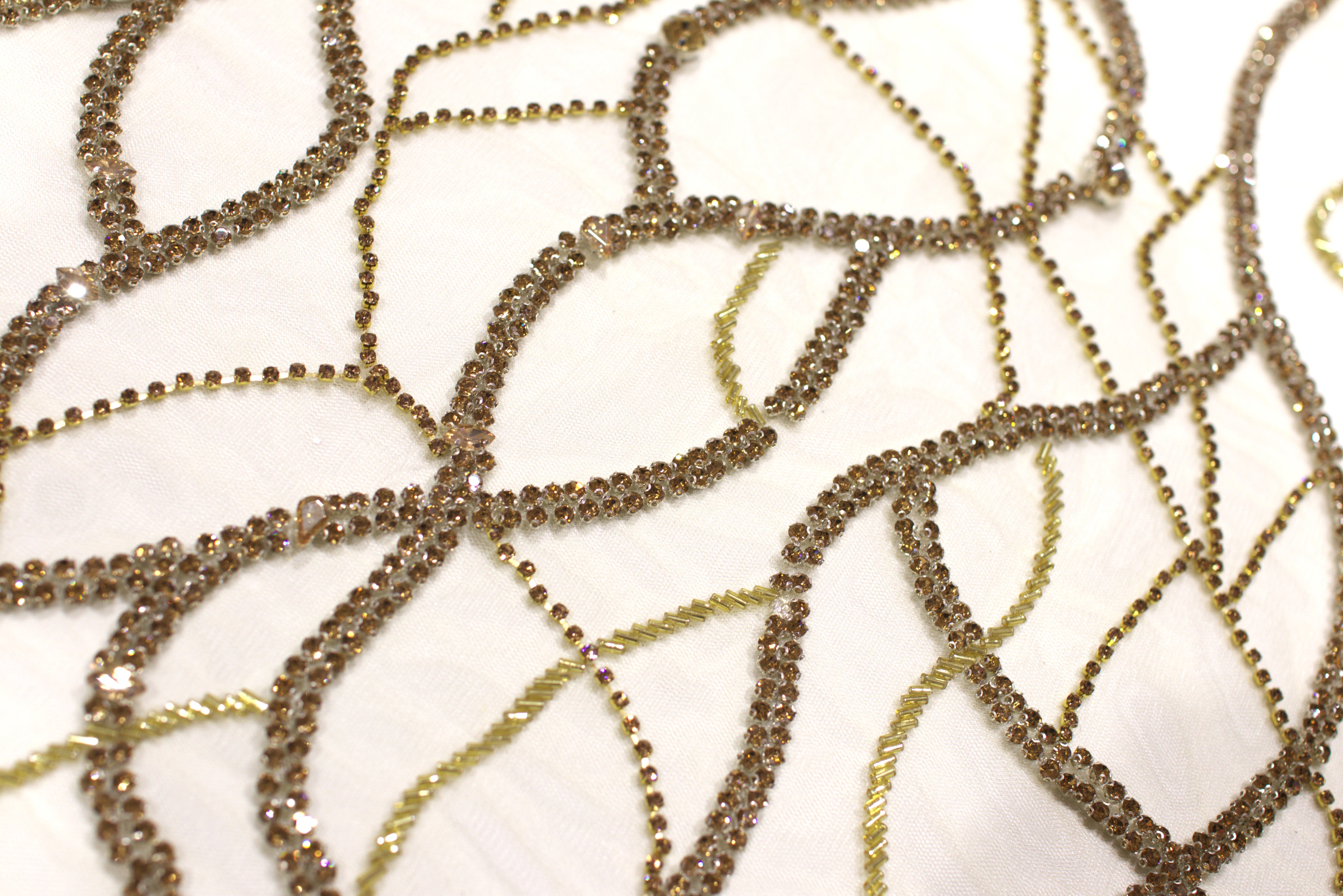 VADIM COUTURE HAND BEADED CRYSTAL LINES